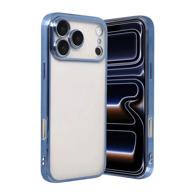 Apple iPhone 17 Pro Max Uyumlu Lensli Silikon - Açık Mavi