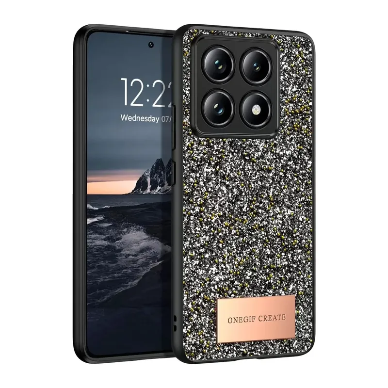 Onegif Xiaomi Mi 14T Pro Uyumlu Bright Simli Kapak - Gümüş