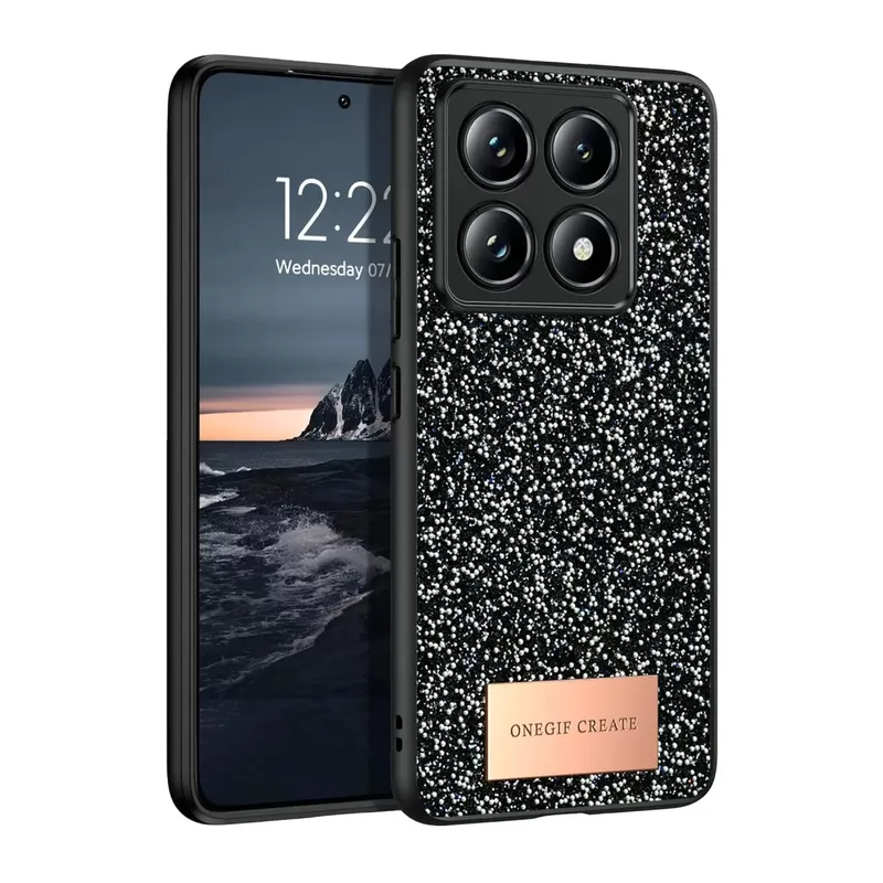Onegif Xiaomi Mi 14T Pro Uyumlu Bright Simli Kapak - Siyah