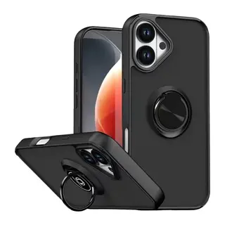 Apple iPhone 17 Uyumlu Montreal Yüzüklü Silikon Kapak - Siyah