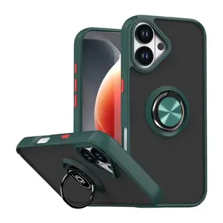 Apple iPhone 17 Uyumlu Montreal Yüzüklü Silikon Kapak - Yeşil