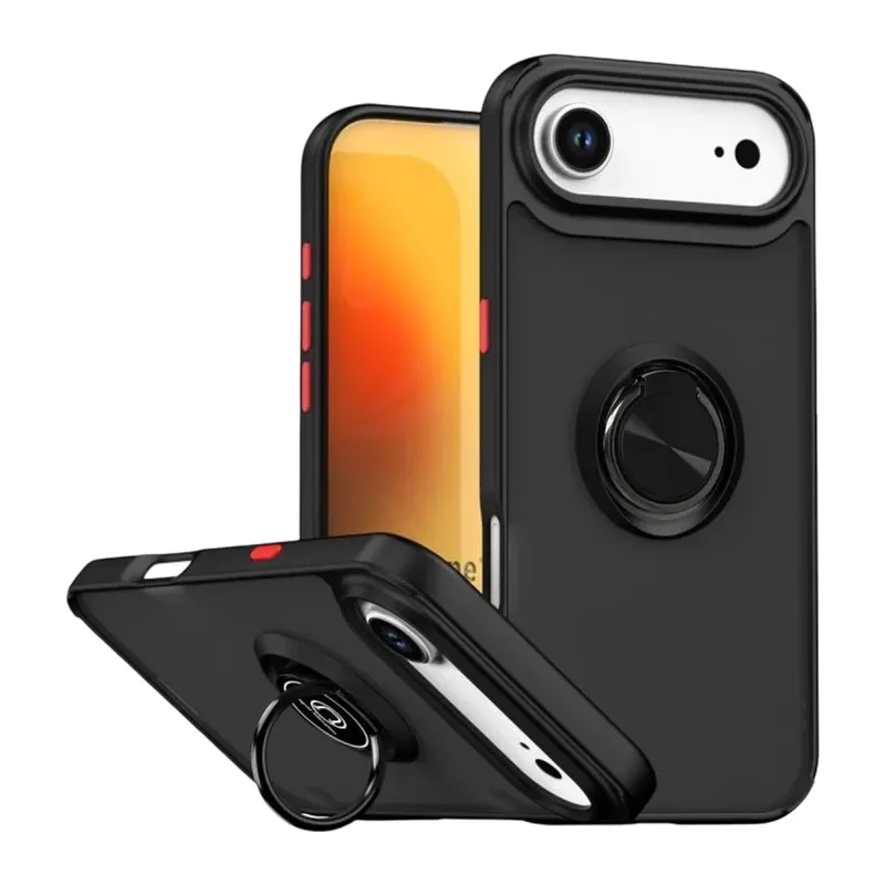 Apple iPhone 17 Uyumlu Air Uyumlu Montreal Yüzüklü Silikon Kapak - Siyah