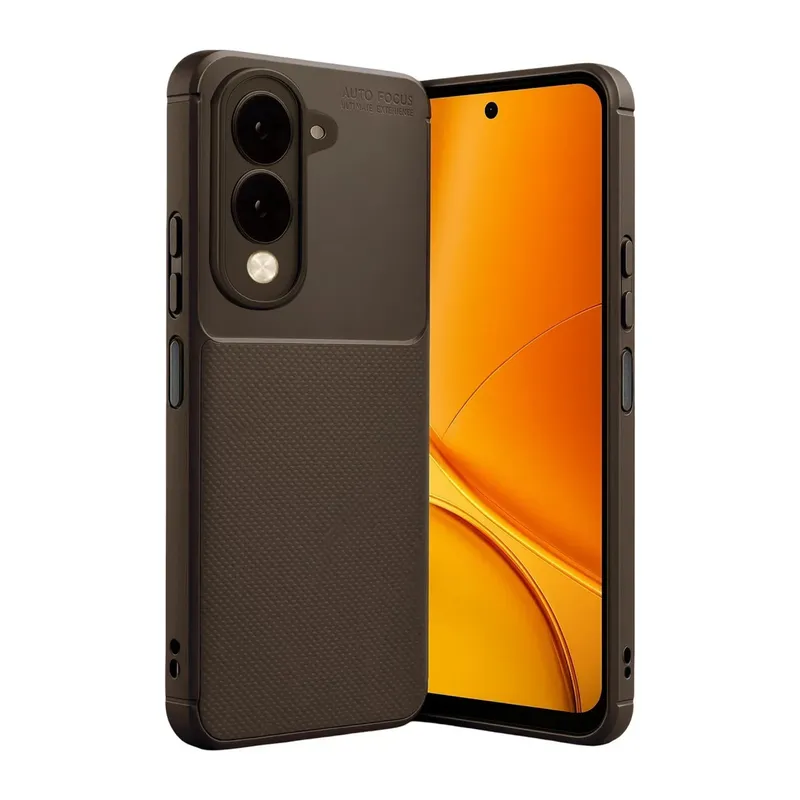 Vivo Y29S Uyumlu Auto Focus Karbon Kapak - Kahverengi