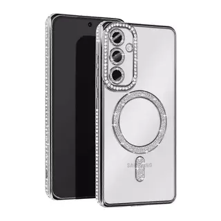 Samsung Galaxy A25 5G Uyumlu Joke Simli Magneticsafe Kılıf - Gümüş