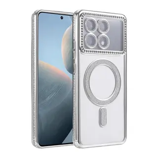 Xiaomi Poco X6 Pro Uyumlu Joke Simli Magneticsafe Kılıf - Gümüş