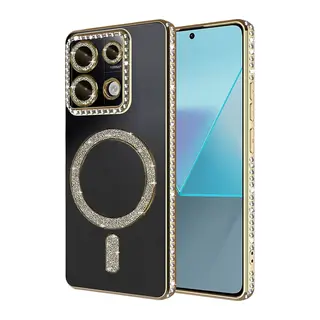 Xiaomi Redmi 13C Uyumlu Joke Simli Magneticsafe Kılıf - Gold