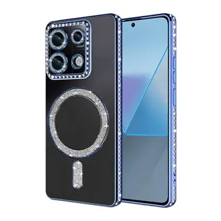 Xiaomi Redmi 13C Uyumlu Joke Simli Magneticsafe Kılıf - Mavi