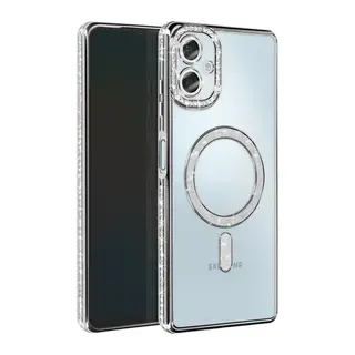 Samsung Galaxy A06 Uyumlu Joke Simli Magneticsafe Kılıf - Gümüş