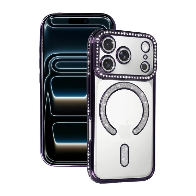 Apple iPhone 17 Pro Max Uyumlu Joke Simli Magneticsafe Kılıf - Derin Mor