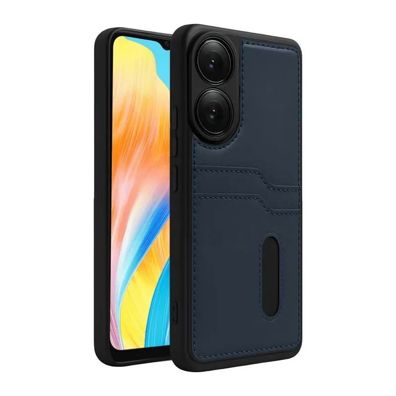 Oppo A38 Uyumlu Sara Kartvizitli Deri Kılıf - Lacivert