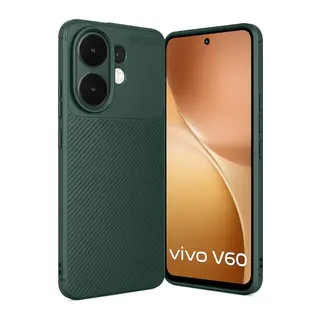 Vivo V60 5G Uyumlu Auto Focus Karbon Kapak - Koyu Yeşil