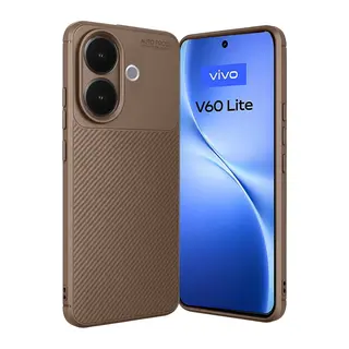 Vivo V60 Lite Uyumlu Auto Focus Karbon Kapak - Kahverengi