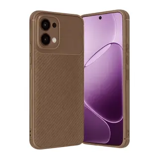 Oppo A6 Pro 4G Uyumlu Auto Focus Karbon Kapak - Kahverengi
