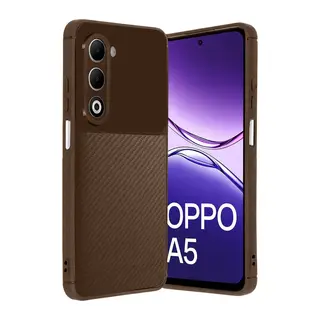 Oppo A5 4G Uyumlu Auto Focus Karbon Kapak - Kahverengi