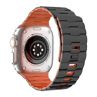 Apple Watch Ultra 49mm Uyumlu Wowen Kordon - Siyah-Turuncu