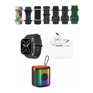 Karler Bass K28 Kombo 7 Adet Kordon Akıllı Saat Airpods Kulaklık Kablosuz Hoparlör Set - Siyah