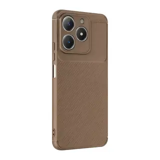 Realme C61 Uyumlu Kılıf Auto Focus Karbon Kapak - Kahverengi