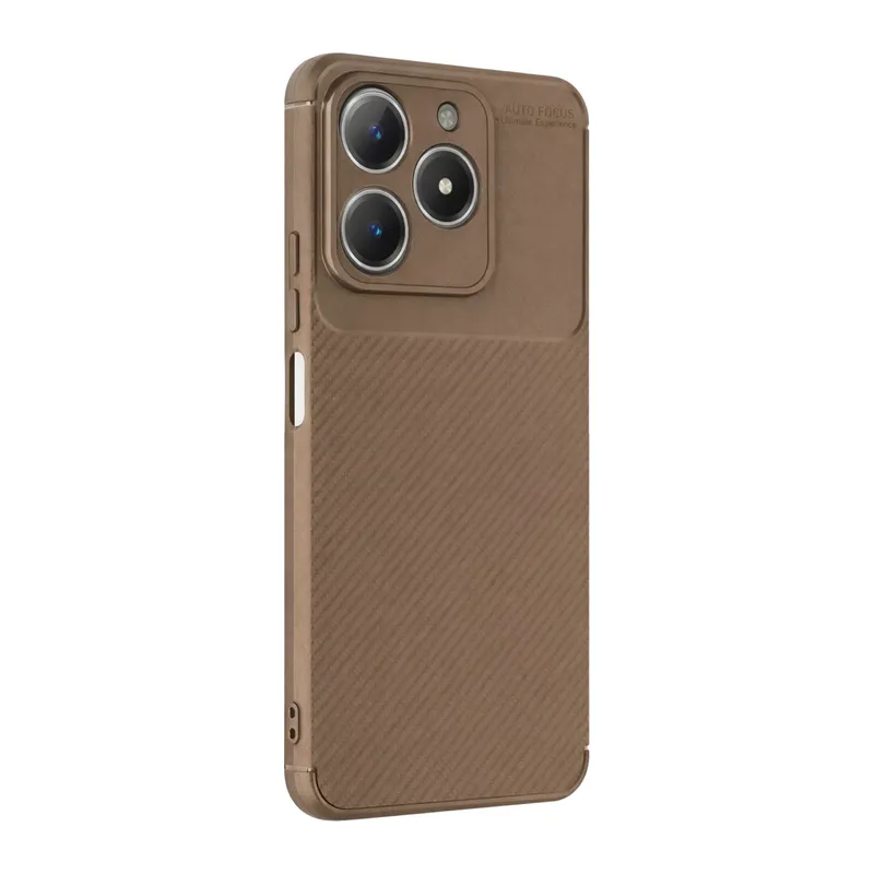 Realme C61 Uyumlu Kılıf Auto Focus Karbon Kapak - Kahverengi