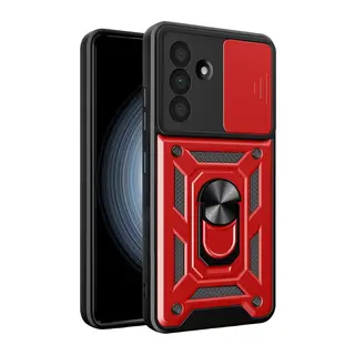 Samsung Galaxy A57 5G Uyumlu Pars Lens Yüzüklü Silikon - Kırmızı