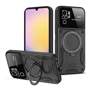 Xiaomi Redmi Note 10S Uyumlu Kılıf Joy Lens Standlı Kapak - Siyah