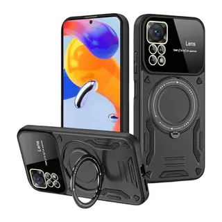 Realme 11 Pro Plus Uyumlu Joy Lens Standlı Kapak - Siyah
