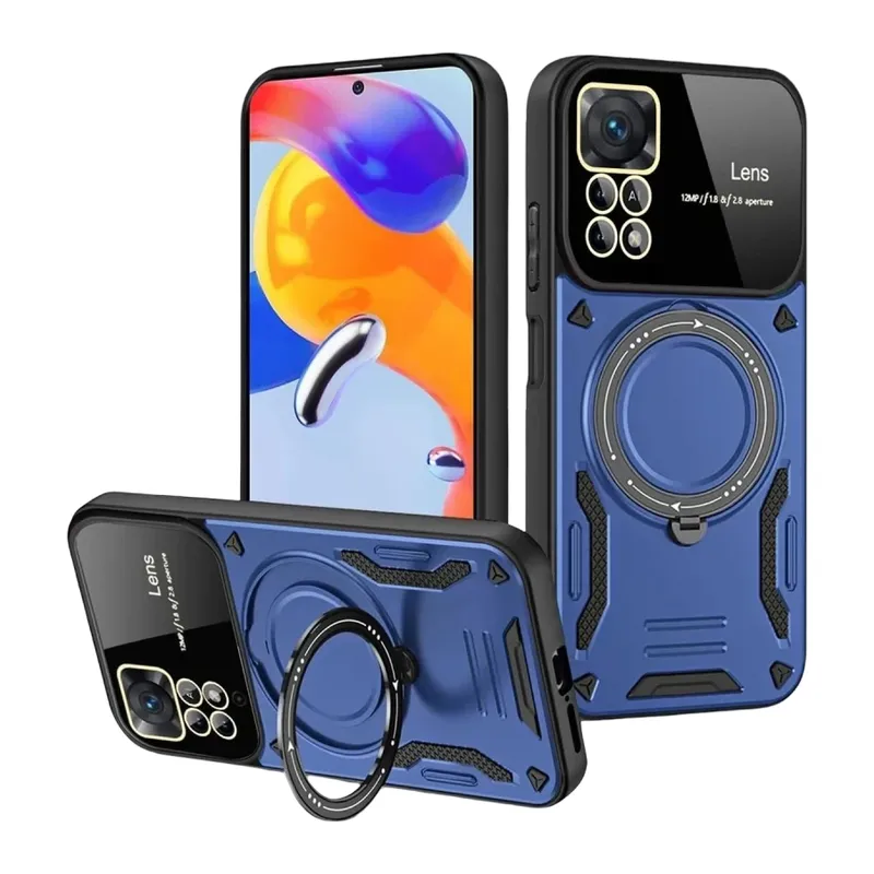 Realme 11 Pro Plus Uyumlu Joy Lens Standlı Kapak - Lacivert
