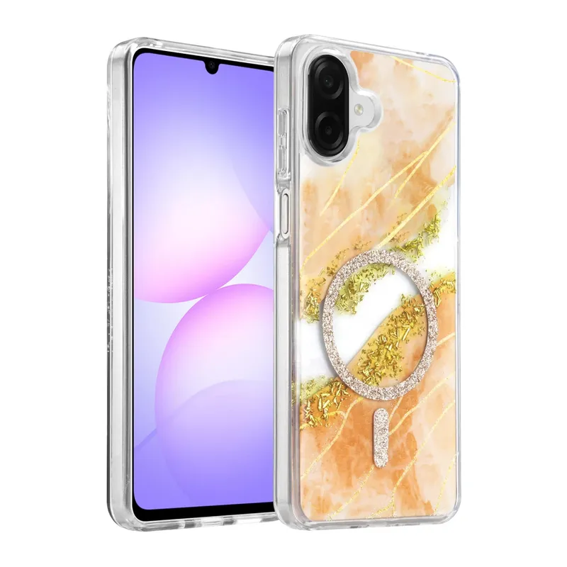 Onegif Samsung Galaxy A07 4G Uyumlu Lotus Simli Magsafe Kapak - Turuncu