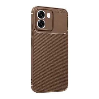 Oppo Oppo A6T 5G Uyumlu Auto Focus Karbon Kapak - Kahverengi