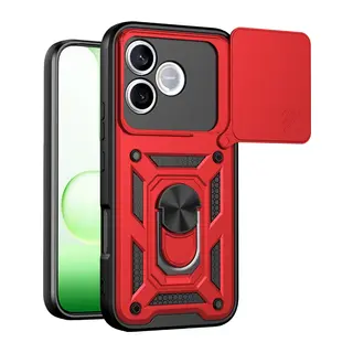 Huawei Honor 600 Lite Uyumlu Pars Lens Yüzüklü Silikon - Kırmızı