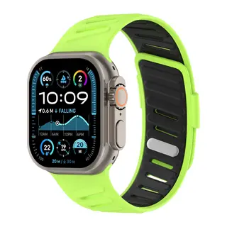Apple Watch Ultra 49mm Twin Silikon Kordon - Yeşil-Siyah