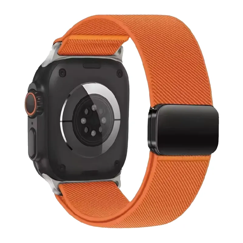 Apple Watch Ultra 49mm Nylon Manyetik Kordon - Turuncu