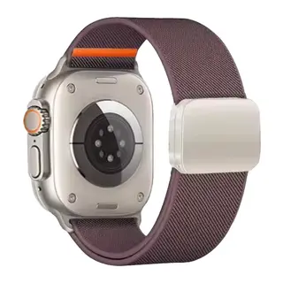 Apple Watch Ultra 49mm Nylon Manyetik Kordon - Derin Mor