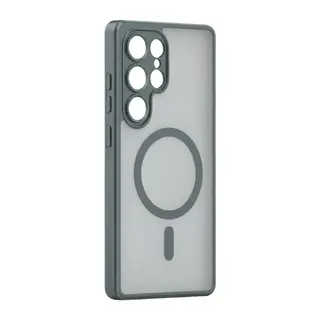 Samsung Galaxy S24 Ultra Uyumlu Loji Magsafe Kapak - Gri