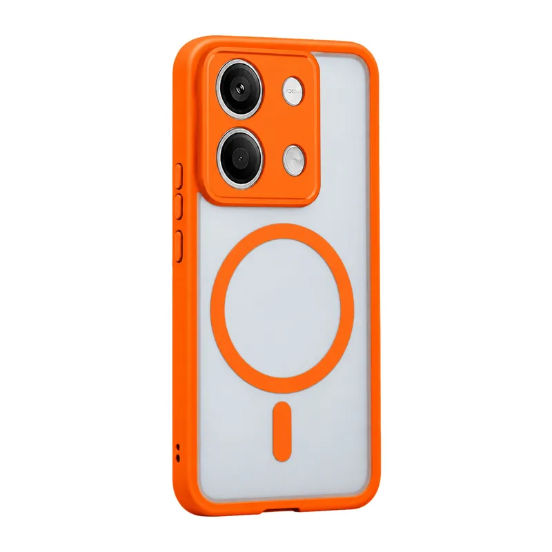 Xiaomi Redmi Note 13 5G Uyumlu Loji Magsafe Kapak - Turuncu