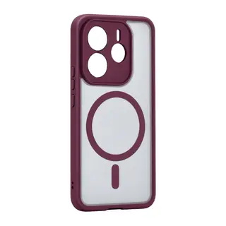 Xiaomi Redmi Note 14 4G Uyumlu Loji Magsafe Kapak - Bordo