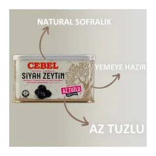 CEBEL SİYAH ZEYTİN AZ TUZLU TENEKE 750 ĞR