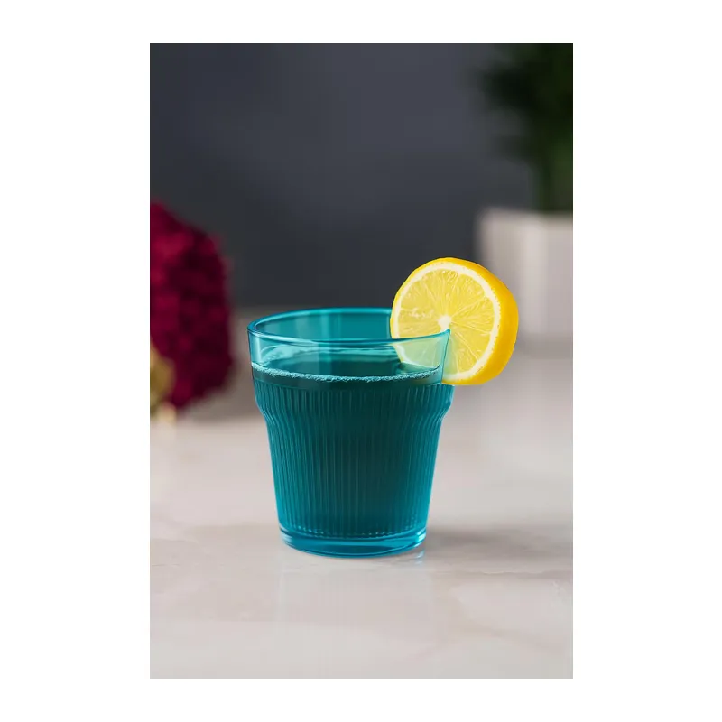 Akrilik Aquamarin Tekli Kısa Bardak & Su Meşrubat Kahve Yanı Bardağı 300 ml (Cam Değildir)