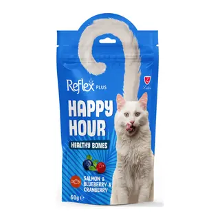 Reflex Happy Hour Somonlu ve Yaban Mersinli Destekleyici Kedi Ödülü 60 Gr