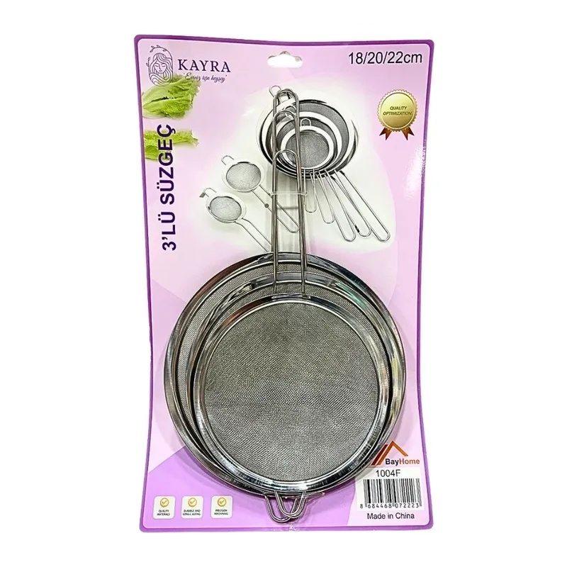 Metal 3'li Süzgeç 18-20-22 cm