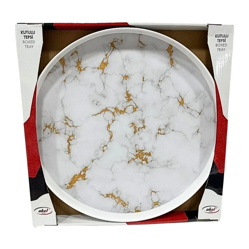 Desenli 40 cm Yuvarlak Melamin Tepsi