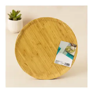 38 cm Yuvarlak Bambu Servis Tepsisi Sunum Tahtası