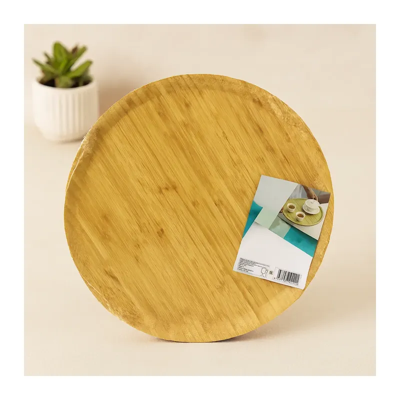38 cm Yuvarlak Bambu Servis Tepsisi Sunum Tahtası