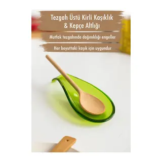 Akrilik Yeşil Tezgah Üstü Kirli Kaşıklık & Kepçe Altlığı