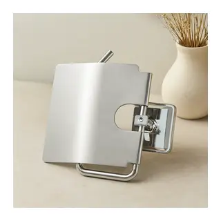 Geniş Kapaklı Metal WC Kağıtlığı (Yapışkanlı Montaj)