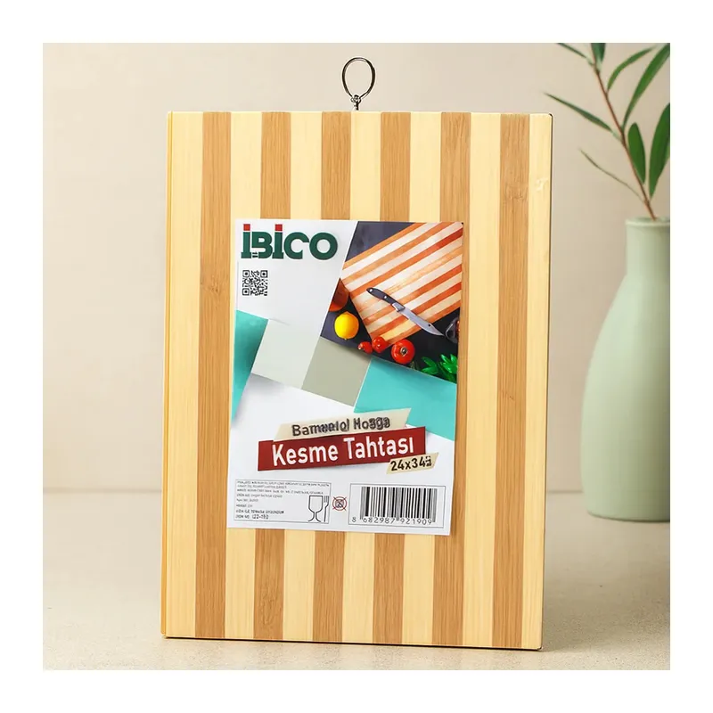 Bambu Kesme Tahtası 24x34x1.3 cm - Metal Kulplu