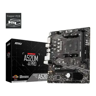 MSI A520M-A PRO DDR4 4600MHZ 1XHDMI 1XDVI 1XM.2 USB 3.2 MATX AM4 (AMD AM4 5000/4000/3000 SERİLERİ İLE UYUMLU)