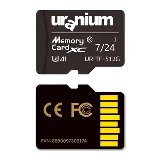 512GB URANIUM UR-TF-512G MICRO SD CARD U3 7/24 SURVEILLANCE 100/40MBS INDUSTRIAL HAFIZA KARTI (3 YIL GARANTİ)