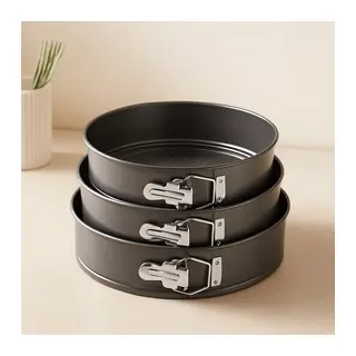3'lü Yuvarlak Metal Kelepçeli Kek Kalıp Seti 24-26-28 cm