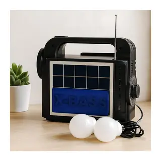 Solar 3'ü 1 Arada El Feneri Radyo MP3 Bluetooth Powerbank