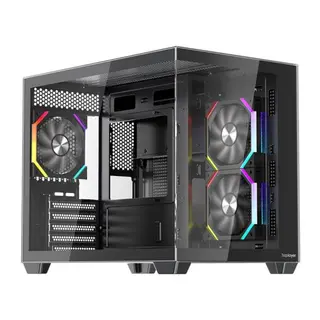 1ST PLAYER BV6 SİYAH ACK 650W 80+ BRONZE ARGB 3X12CM FAN PANORAMİK TEMPERLİ CAM USB 3.0 M-ATX KASA